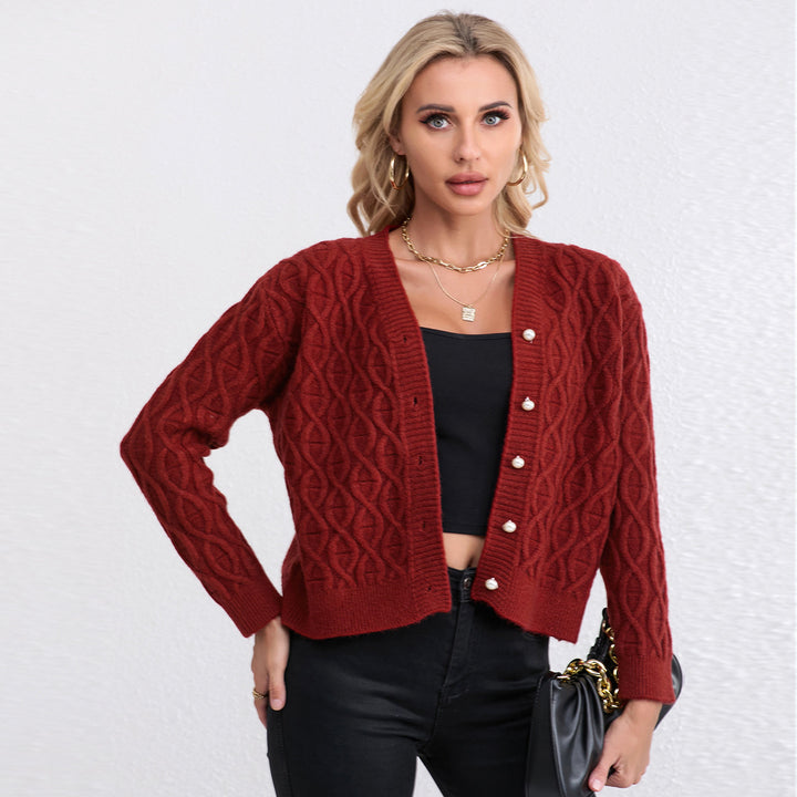 Damen Strickjacke mit strukturiertem Zopfmuster und zarten Knöpfen Drune