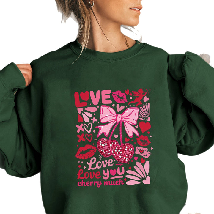 Damen Sweatshirt mit voluminösen Ärmeln und verspieltem Kirschmotiv Drune