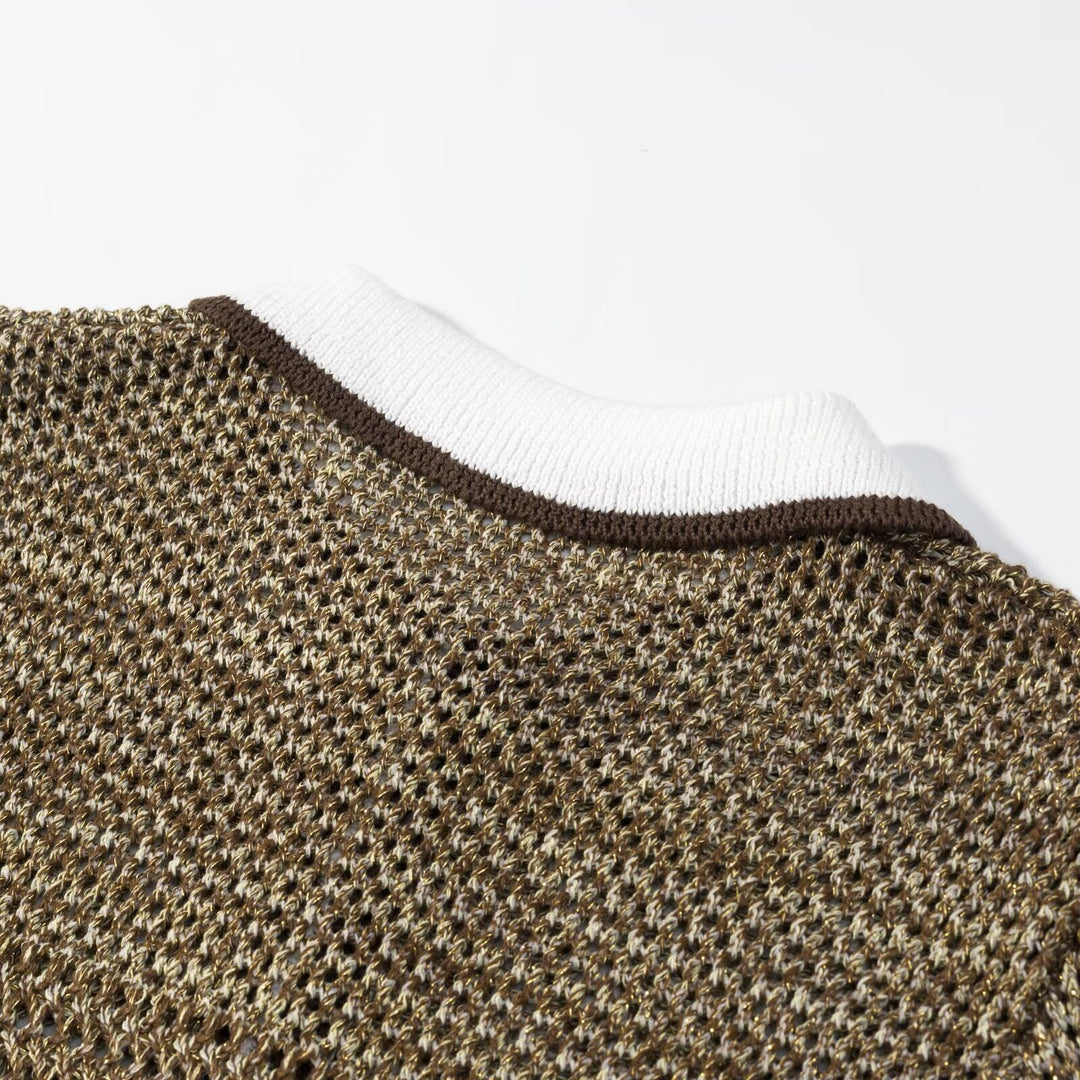 Damen Polo-Shirt mit dekorativem Strickmuster und klassischem Kragen Drune