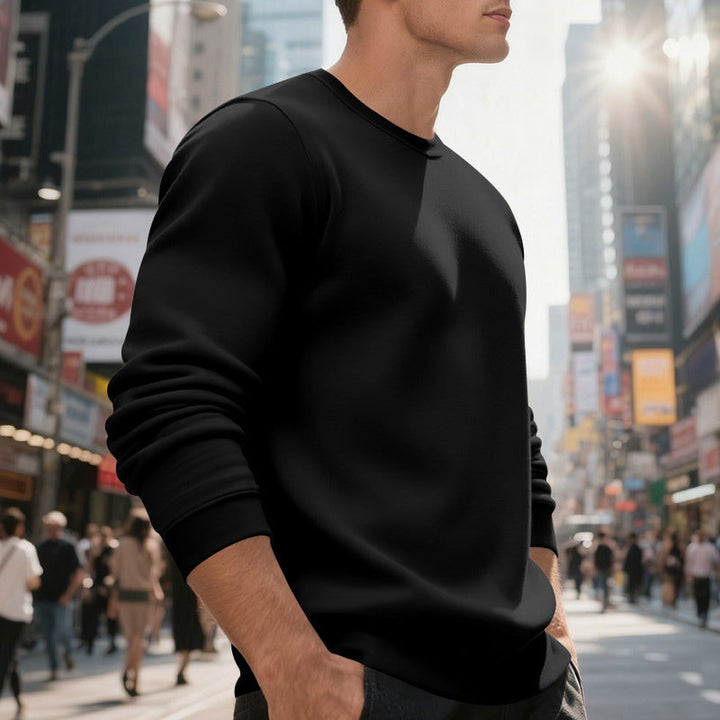 Herren lässiger Rundhals-Sweatshirt aus hochwertigem Baumwollmix mit strukturiertem Material Drune