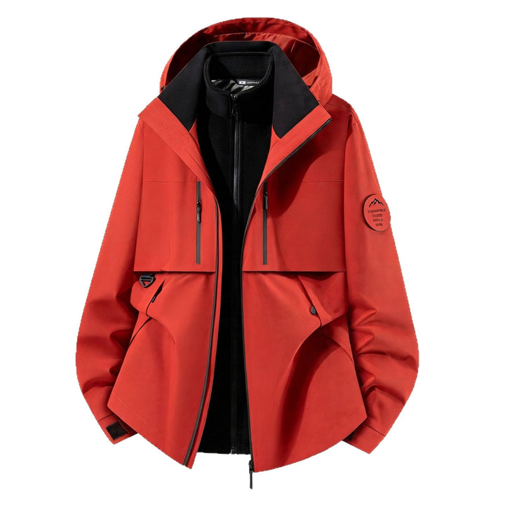 Herren dreilagige Softshell-Outdoorjacke mit herausnehmbarem Fleecefutter und Kapuze Drune
