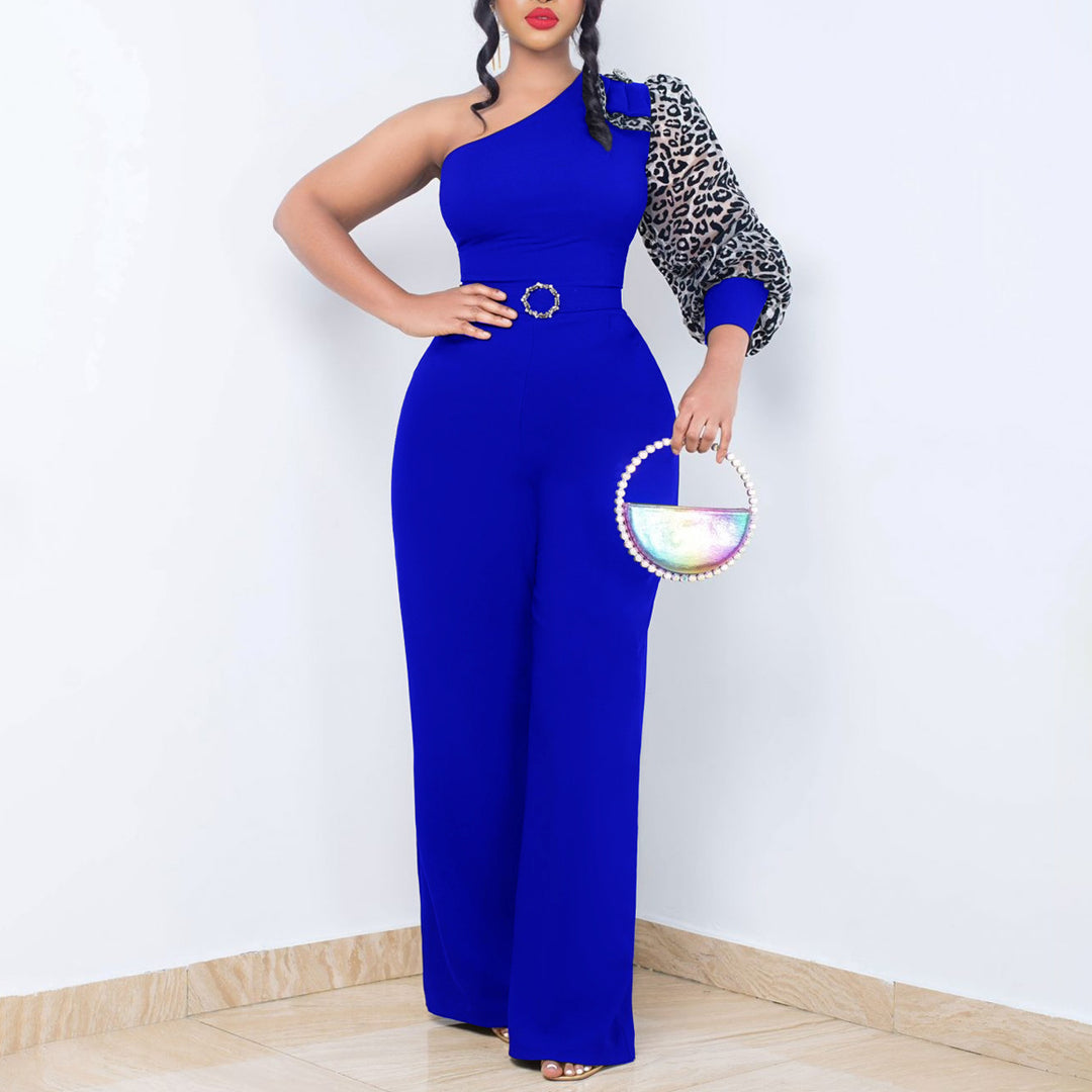 Damen Jumpsuit mit asymmetrischem Design und eleganten Puffärmeln Drune