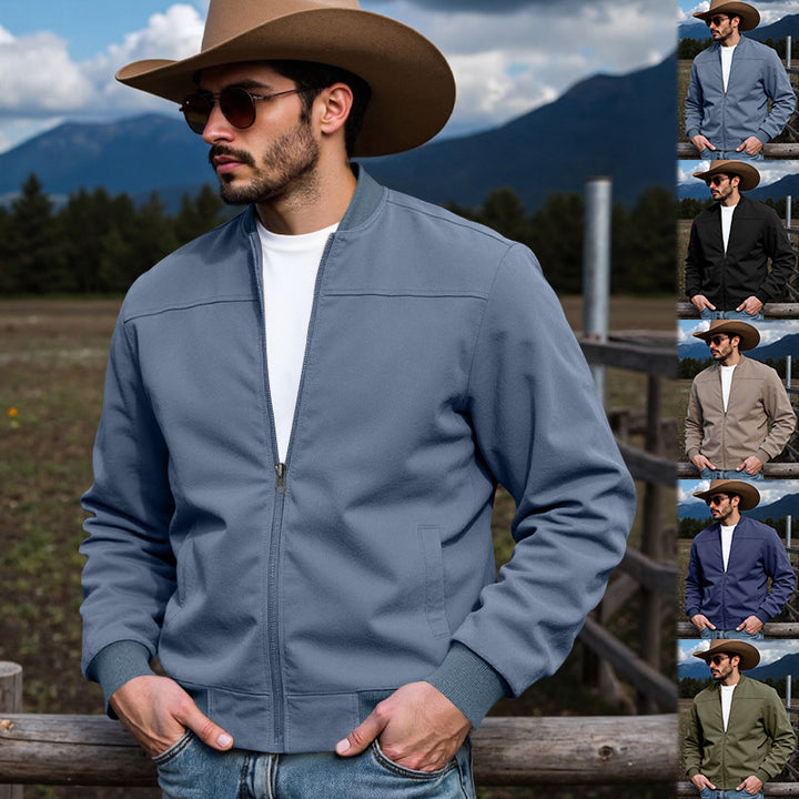 Herren Leichte Bomberjacke mit Reißverschluss, Rippbündchen & minimalistischer Nahtstruktur Drune