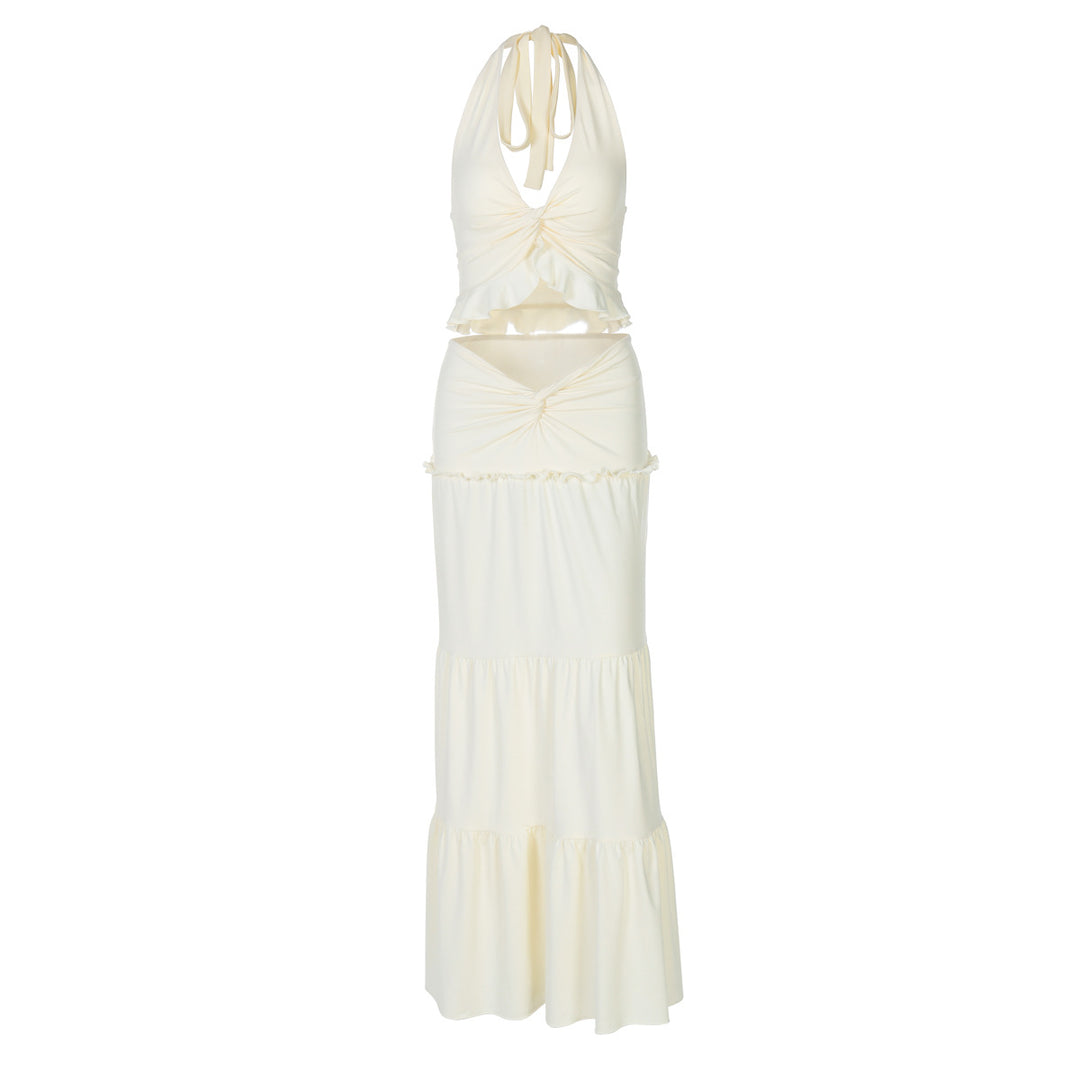 Damen Maxi-Kleid mit offener Rückenpartie und innovativem Wickeldesign Drune