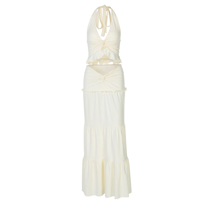 Damen Maxi-Kleid mit offener Rückenpartie und innovativem Wickeldesign Drune