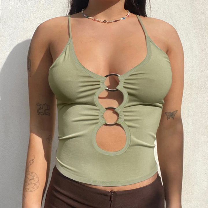 Damen Crop-Top mit einzigartigem Ring-Ausschnitt Drune