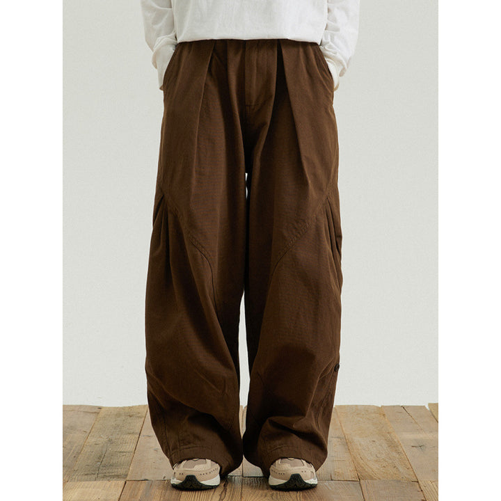 Herren Weite Baggy-Cargo-Hose mit Faltendetails und elastischem Bund Drune
