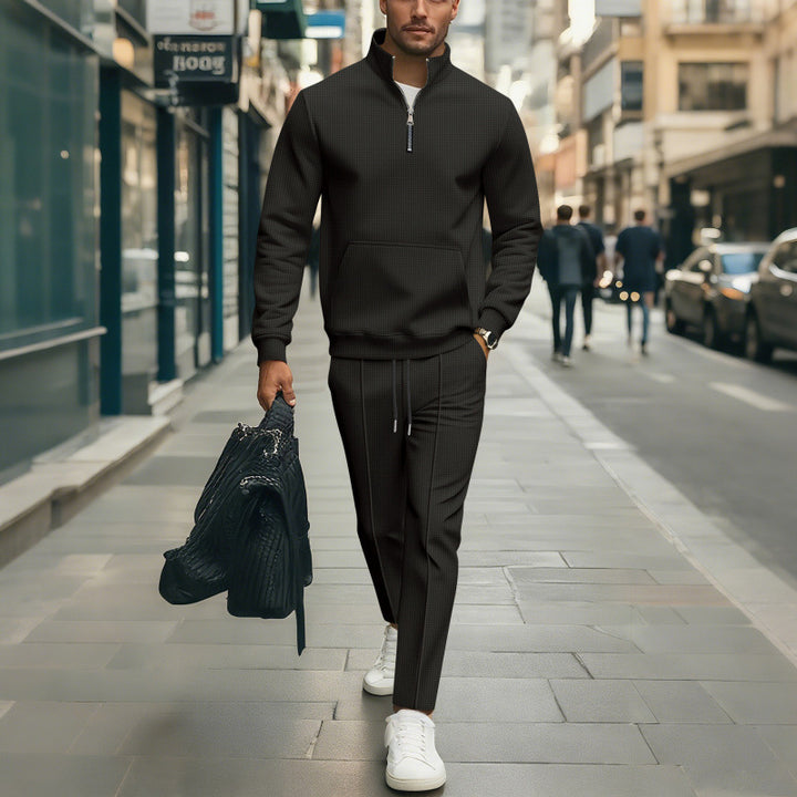 Herren Hochwertiger Stehkragen Pullover mit Zipper Drune