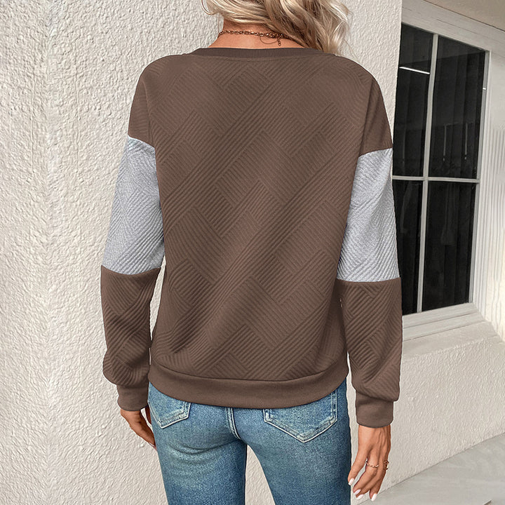 Damen Modischer Sweatshirt mit Blockmuster Drune