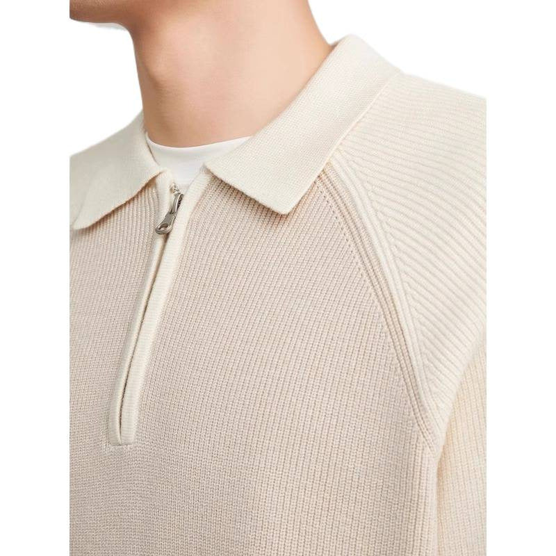 Herren Feinstrick-Halbzip-Pullover mit Polokragen und Raglanärmeln Drune