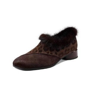 Damen Elegante Mokassins mit Fellbesatz Drune