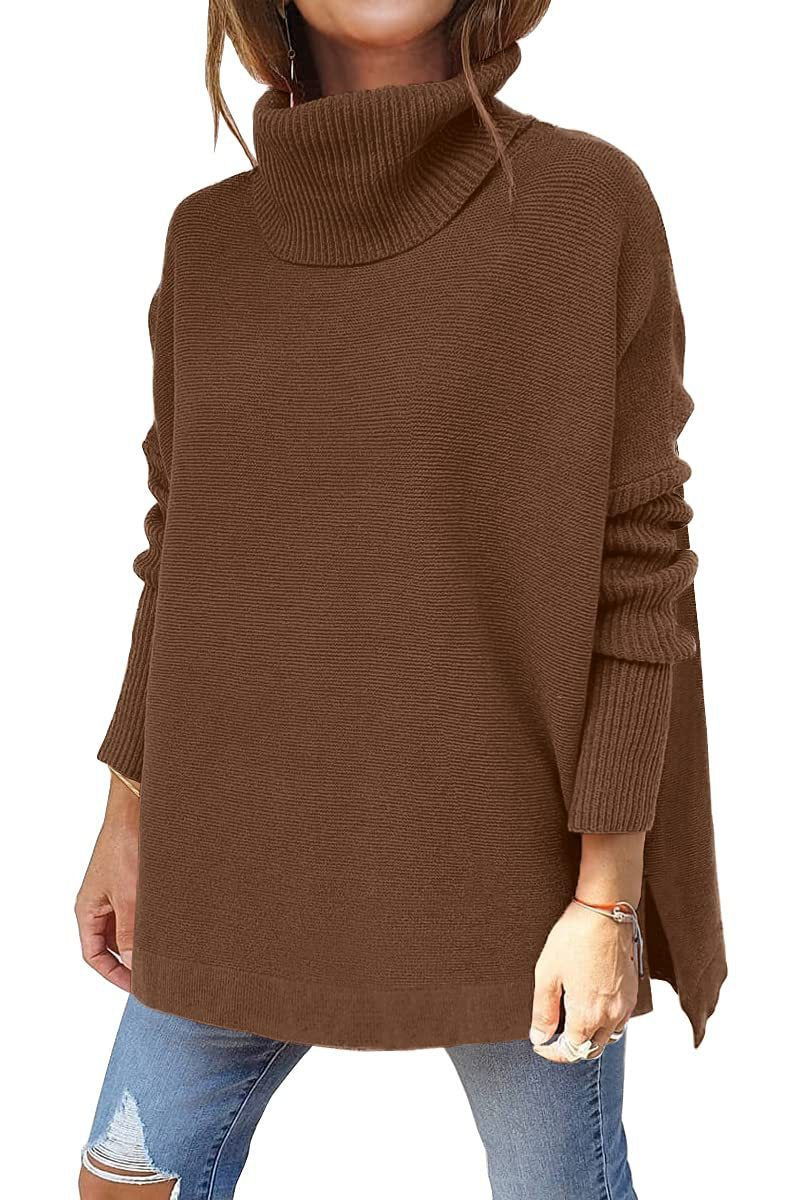 Damen komfortabler Rollkragenpullover mit weichem Strickmuster Drune