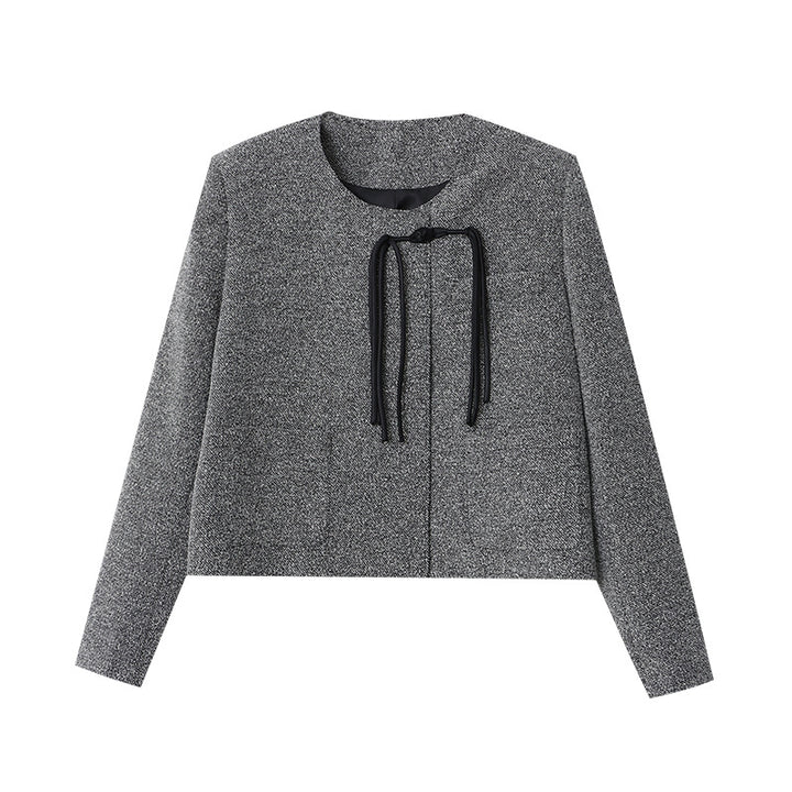 Damen elegante Kurzjacke mit dekorativen Kordelzügen Drune