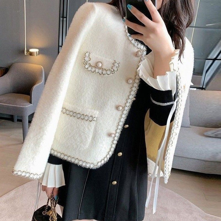 Damen Elegante kurzärmelige Jacke mit Schmuckdetails Drune