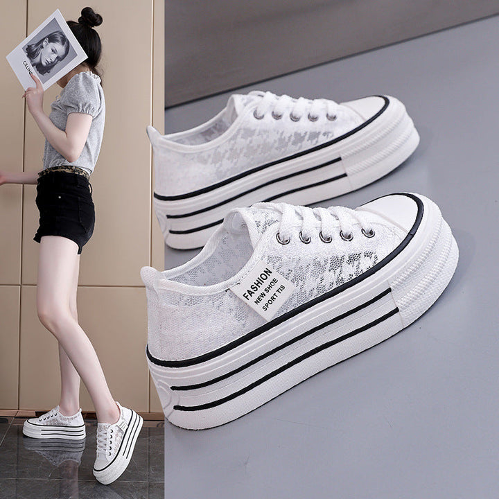 Damen Sneakers mit hohem Plateau und atmungsaktiver Oberseite Drune