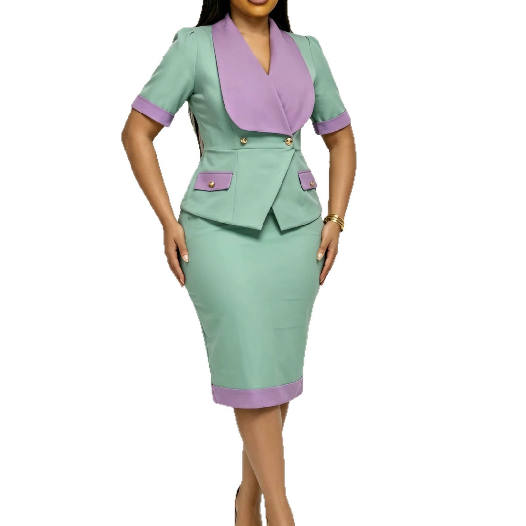 Damen Blazer-Set mit elegantem taillierten Schnitt und kontrastierenden Details Drune