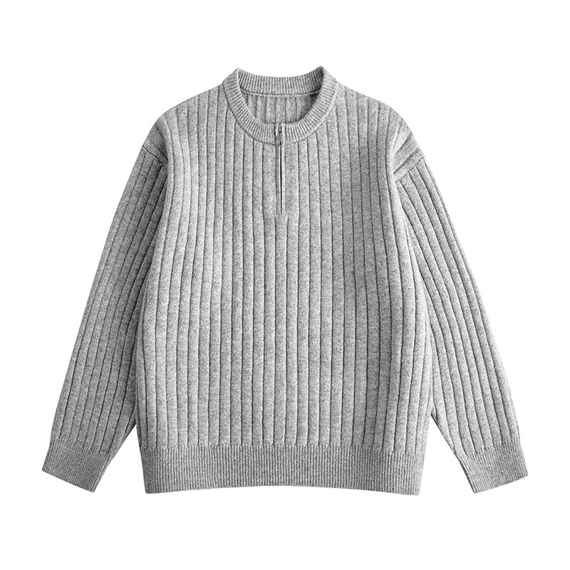 Herren Grobstruktur-Halbzip-Strickpullover mit Rippenstruktur Drune