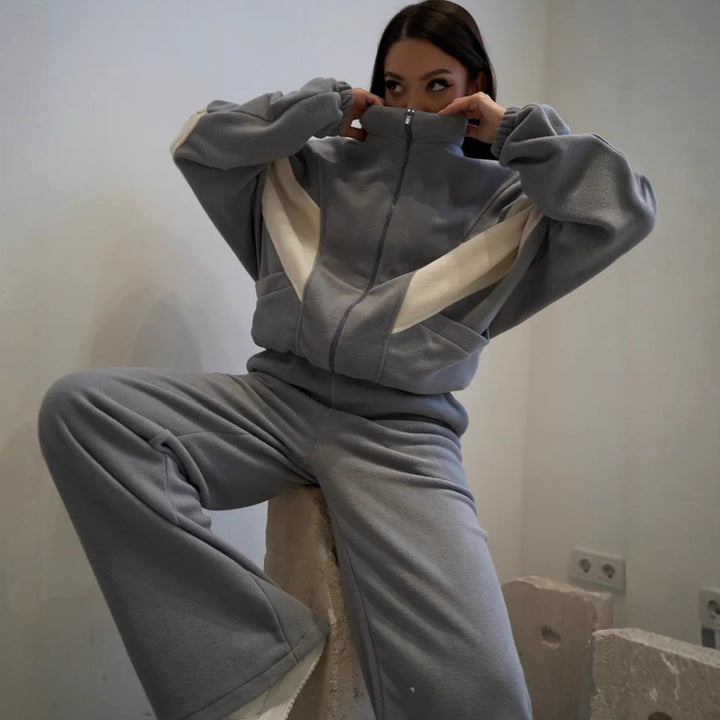 Damen Sportliches Fleece Freizeit-Set Drune