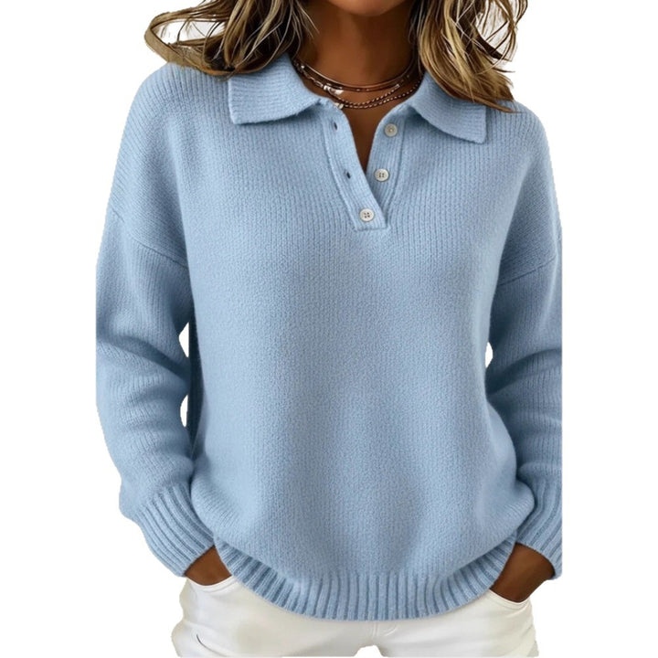 Damen Sportiver Strickpullover mit Henley-Kragen