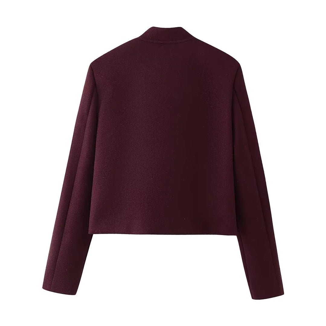 Damen nan cropped Militärjacke mit Stehkragen, Schulterklappen und aufgesetzten Pattentaschen Drune