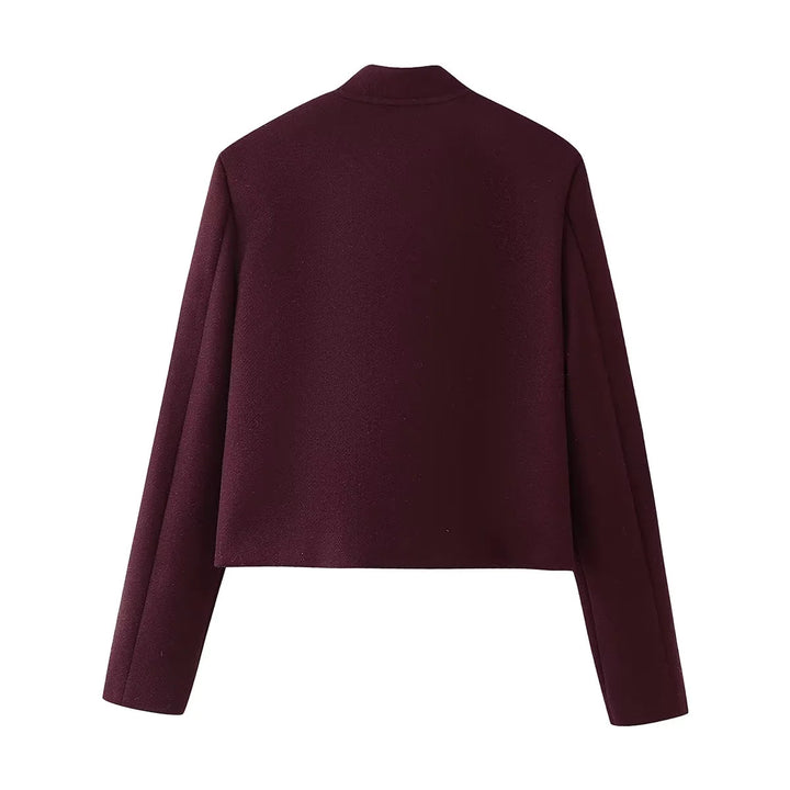 Damen nan cropped Militärjacke mit Stehkragen, Schulterklappen und aufgesetzten Pattentaschen Drune