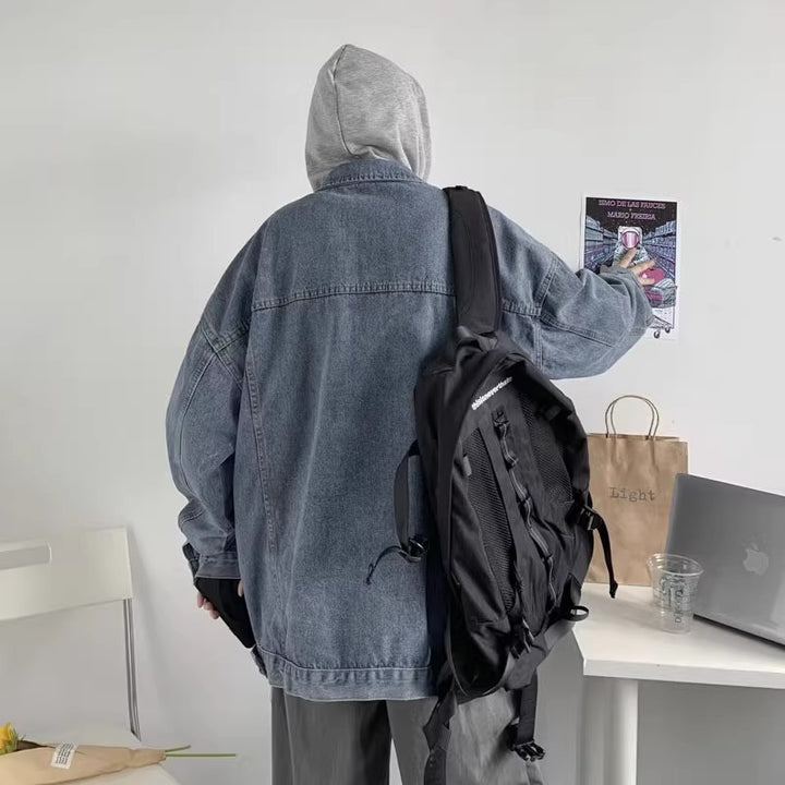 Damen Lässige Oversized Denimjacke mit Kapuze Drune