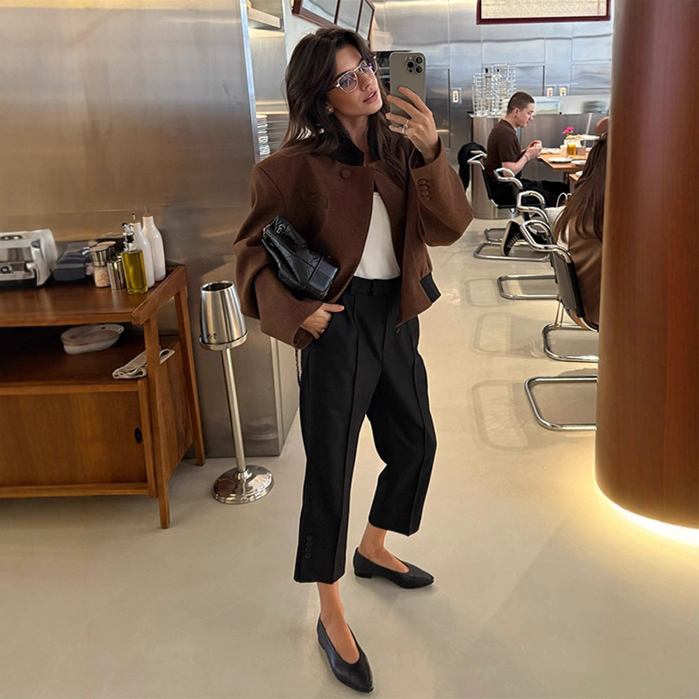 Damen Oversize Wollblazer Drune