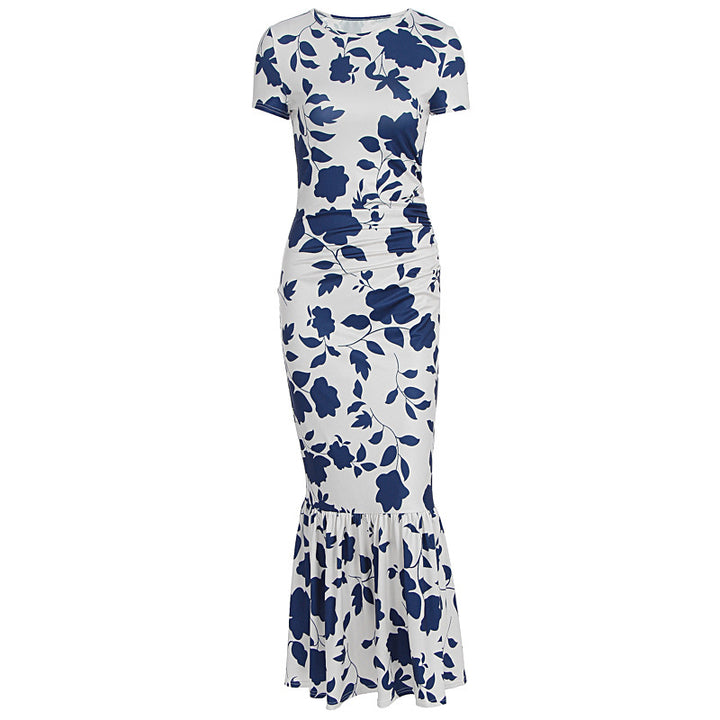 Damen Elegantes figurbetontes Kleid mit Rüschen-Saum und floralem Muster Drune