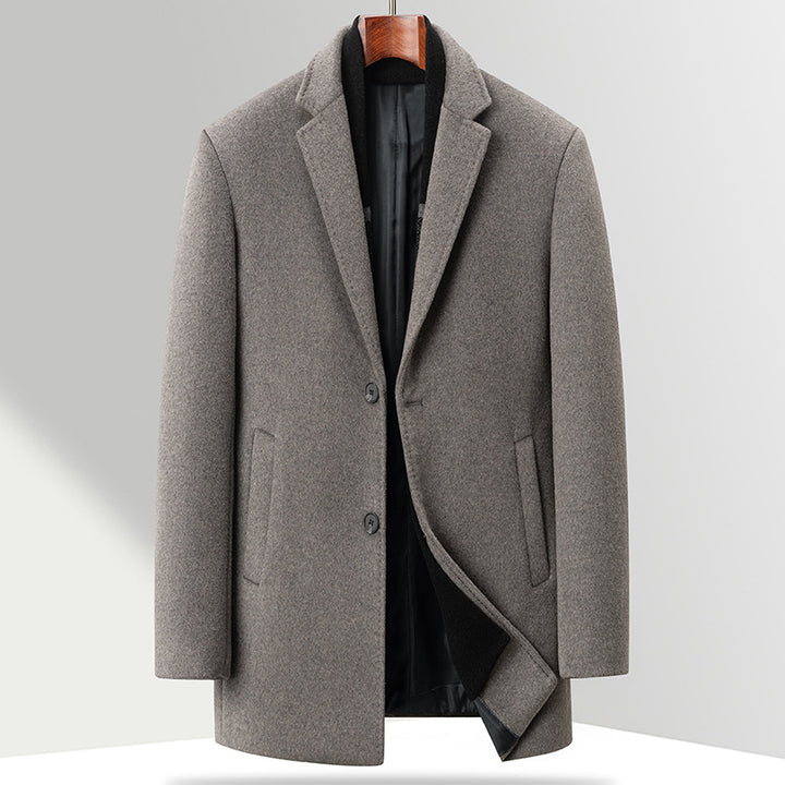 Herren Business-Kurzmantel aus Premium-Wollmix mit Reverskragen und seitlichen Leistentaschen Drune