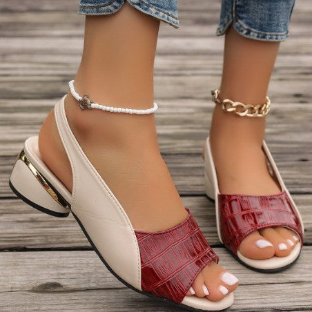 Damen Slingback Sandalen mit eleganter Blockabsatzkonstruktion und atmungsaktiver Netzoberfläche Drune