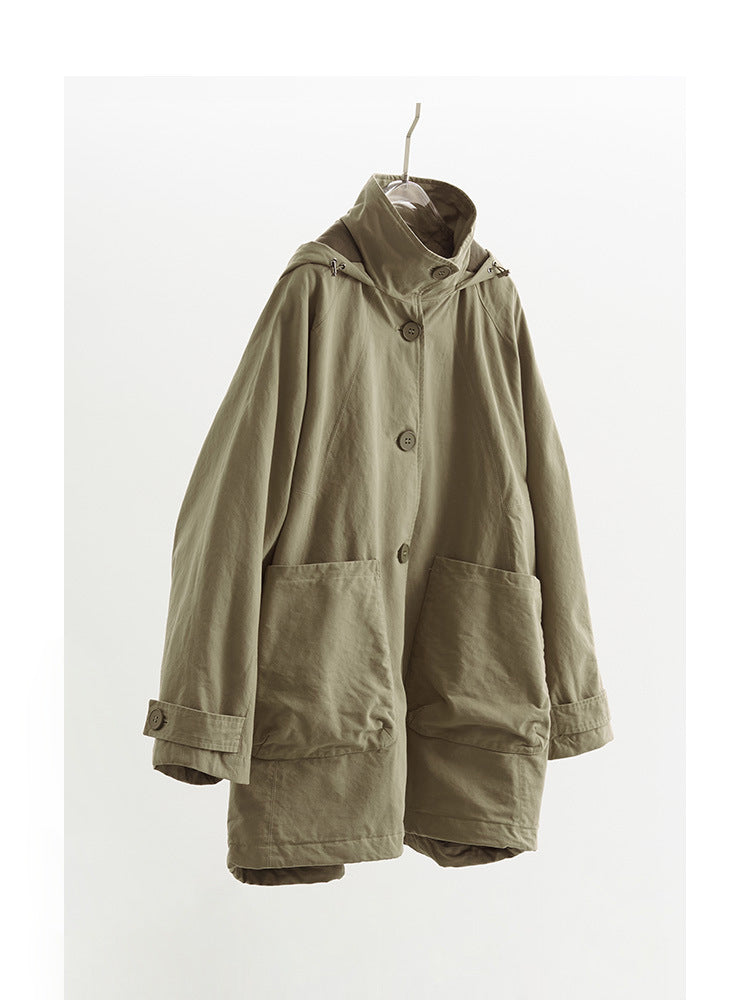 Damen Modische Übergangsjacke mit abnehmbarer Kapuze Drune