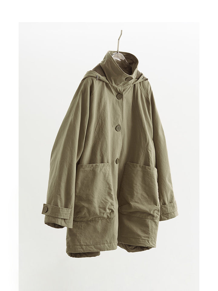 Damen Modische Übergangsjacke mit abnehmbarer Kapuze Drune