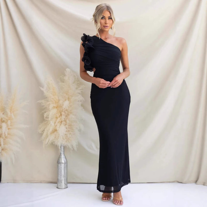 Damen Elegantes Rüschen-Maxikleid mit einem schulterfreien Design und figurbetontem Schnitt Drune
