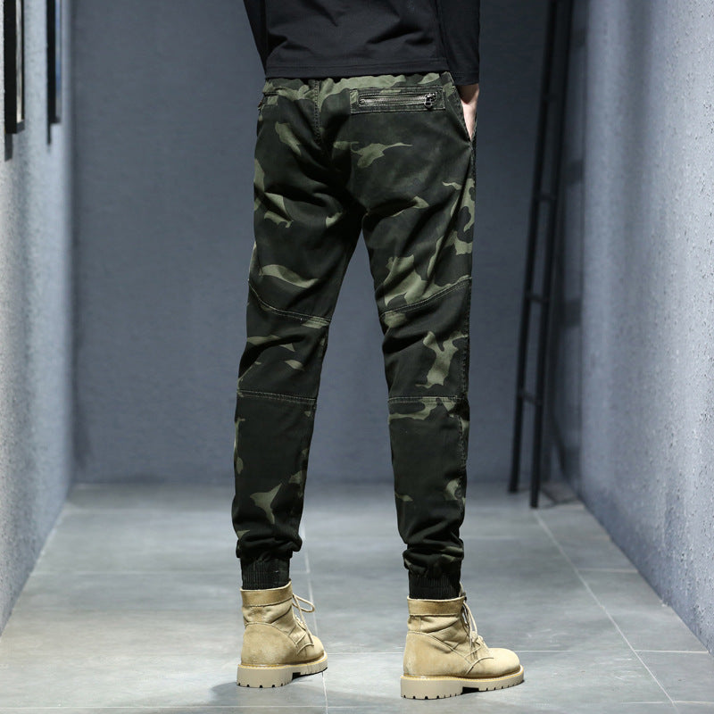 Herren Camouflage-Utility-Joggerhose mit verstärkten Kniepaneelen, verdeckten Reißverschlusstaschen und elastischem Knöchelabschluss Drune