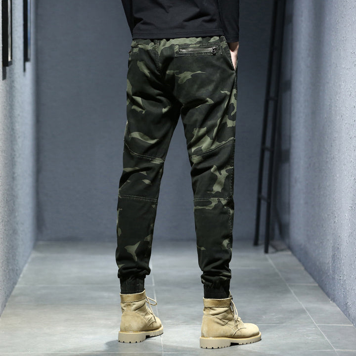 Herren Camouflage-Utility-Joggerhose mit verstärkten Kniepaneelen, verdeckten Reißverschlusstaschen und elastischem Knöchelabschluss Drune