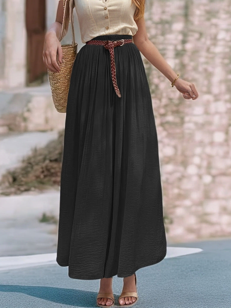 Damen Langer Maxi-Rock mit elastischem Taillenbund und fließendem Stoff Drune
