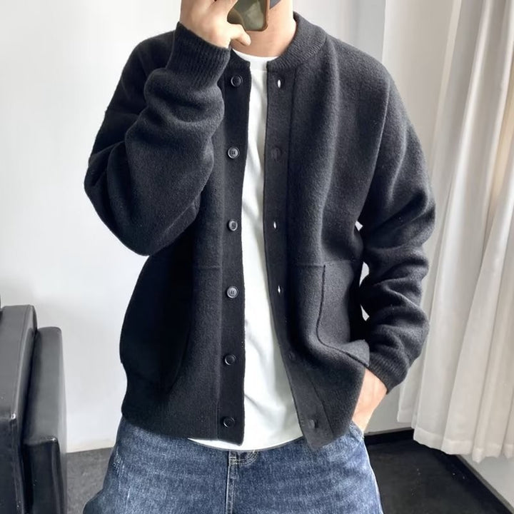 Herren Gemütliche Strickjacke mit Rundhalsausschnitt Drune