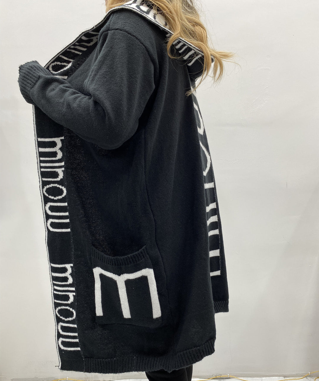 Damen Kapuzen-Cardigan im Oversize-Strick mit Logobordüre Drune
