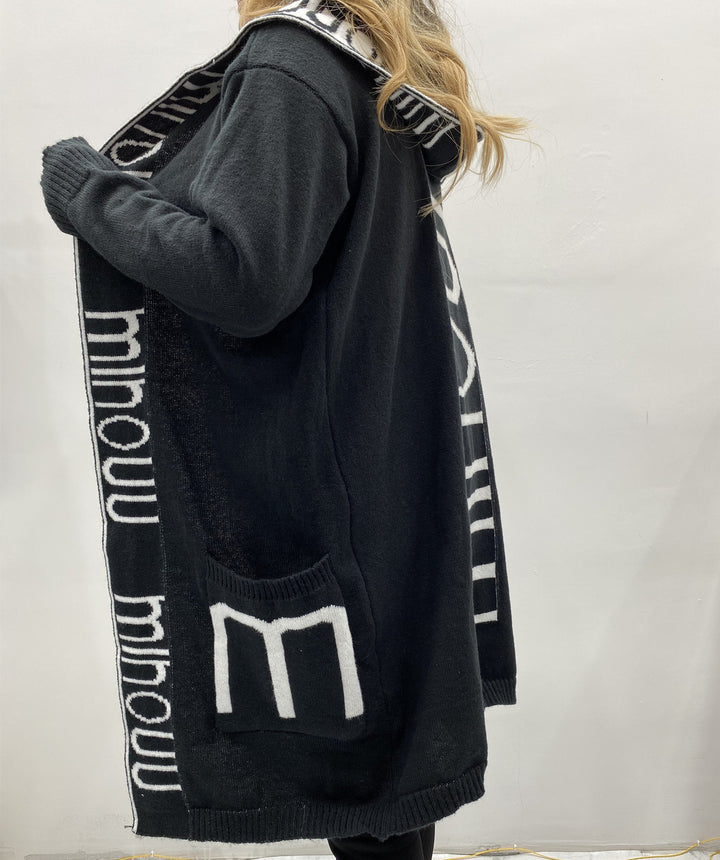 Damen Kapuzen-Cardigan im Oversize-Strick mit Logobordüre Drune