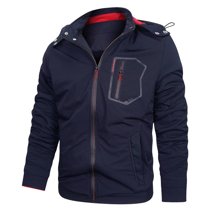 Herren Sportliche Softshell-Hoodiejacke mit wasserabweisender Membran Brusttasche und Stehkragen Drune