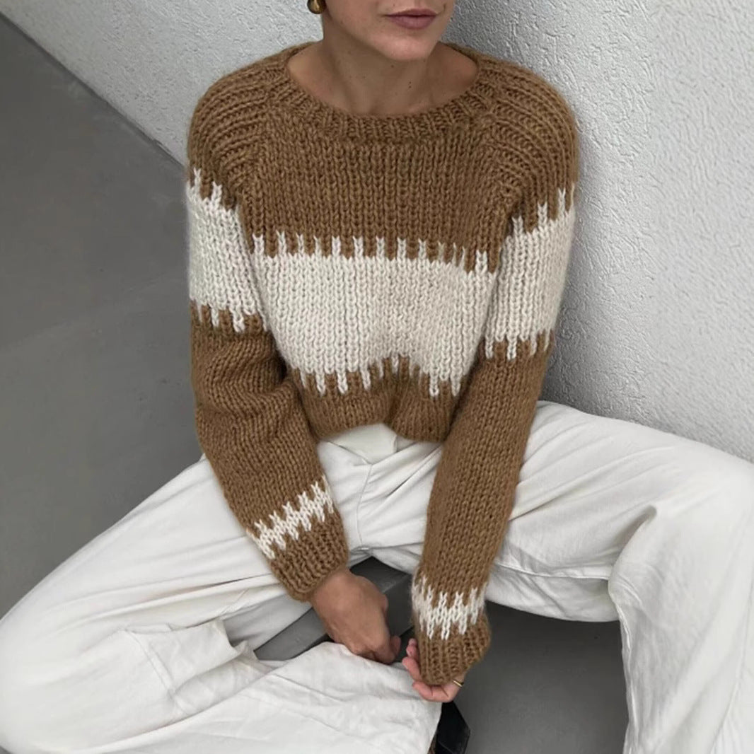 Damen gestrickter Oversized Pullover Drune