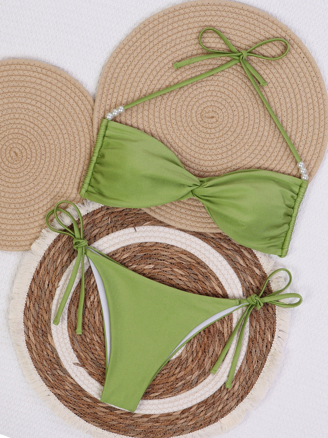 Damen Bandeau-Bikini mit eleganten Perlenschnüren Drune