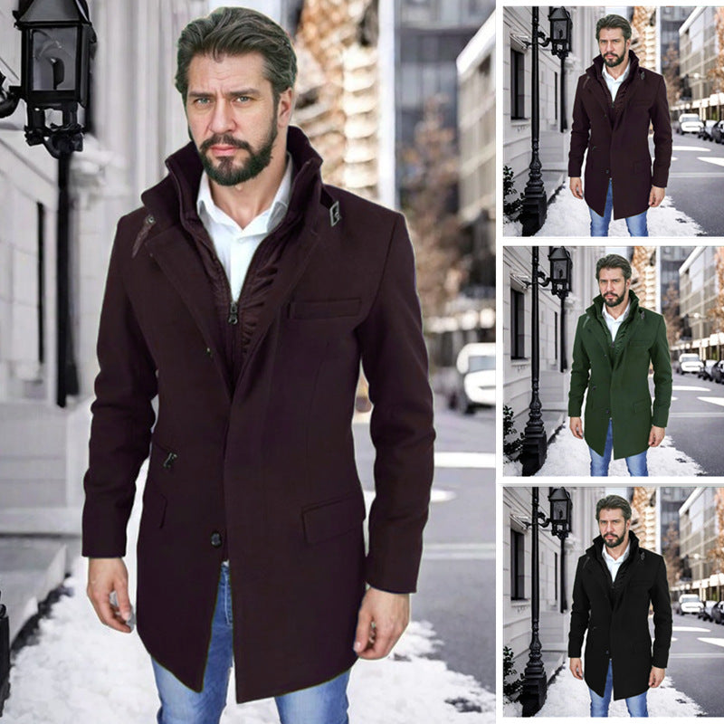 Herren stylischer und funktioneller Übergangs-Mantel mit abnehmbarer Innenjacke Drune