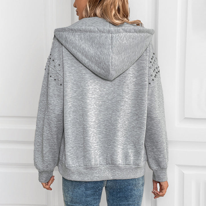 Damen Hoodie mit dekorativen Nieten und lässigem Schnitt Drune