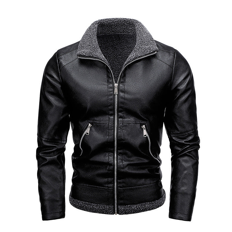 Herren Aviator-Kunstlederjacke mit vollem Sherpa-Innenfutter und Reißverschluss Drune