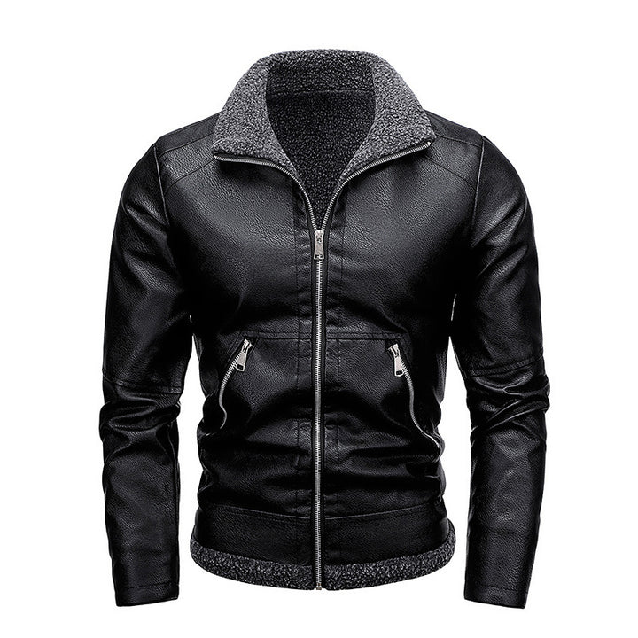 Herren Aviator-Kunstlederjacke mit vollem Sherpa-Innenfutter und Reißverschluss Drune