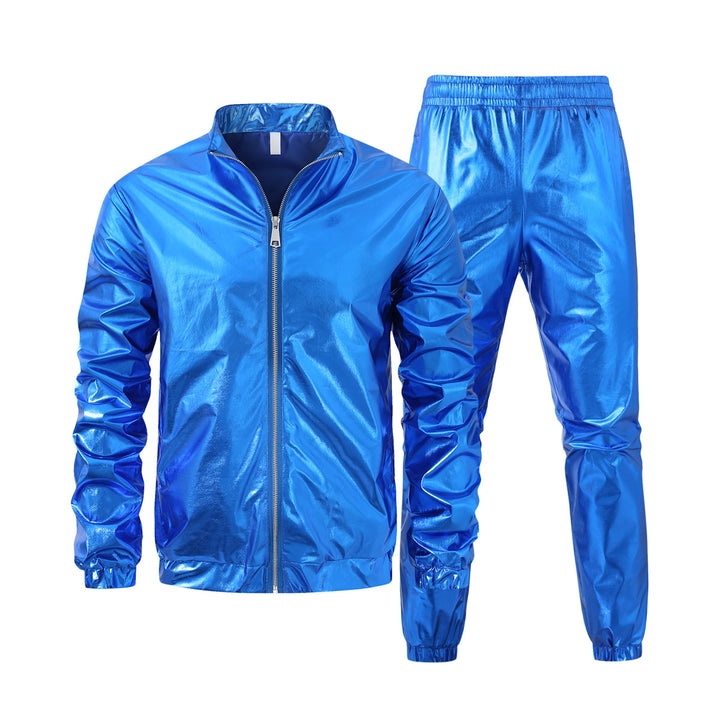 Herren nan Bomberjacke mit durchgehendem Reißverschluss, reflektierendem Metallic-Finish und elastischen Bündchen Drune