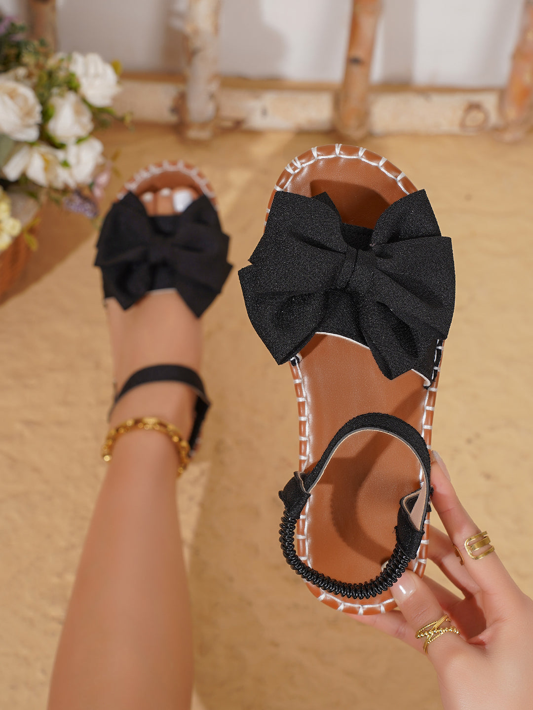 Damen Sandalen mit modischem Schleifen-Design und rutschfester Sohle Drune