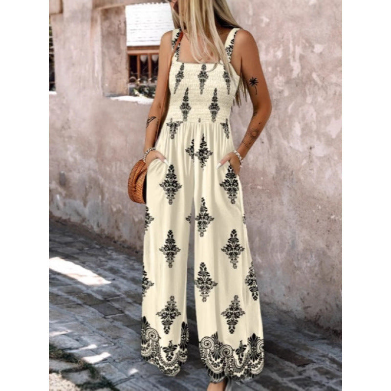 Damen Rüschenoberteil Weites Bein Jumpsuit Drune