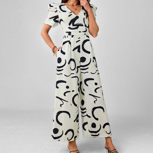 Damen Eleganter Jumpsuit mit stilvollem grafischen Muster Drune